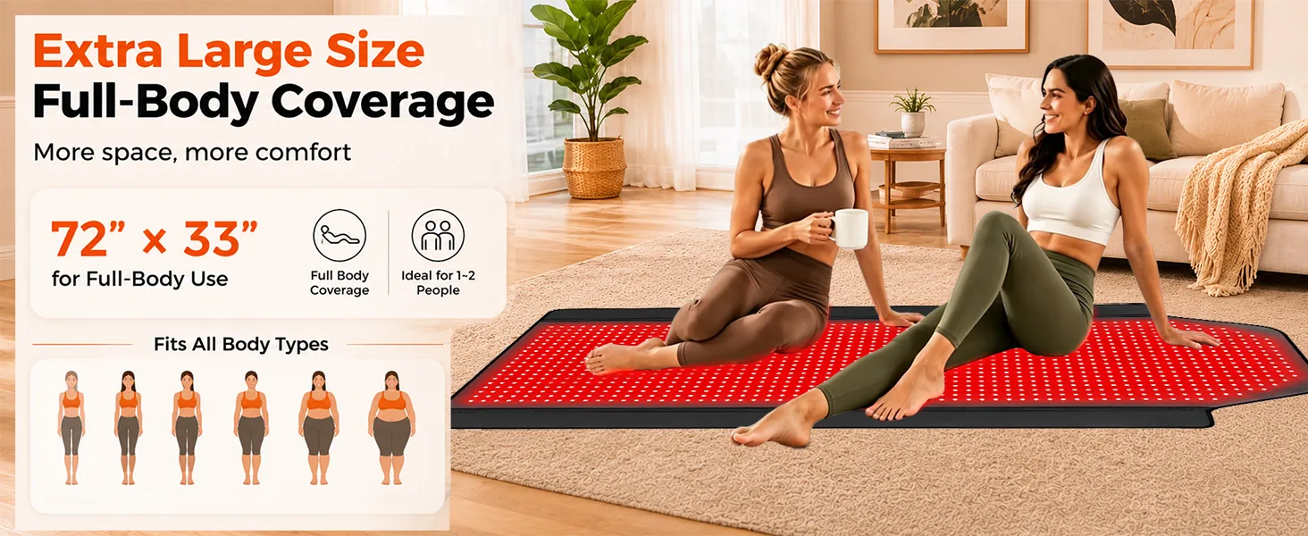Full-size rePretty red light mat in an everyday home setting
