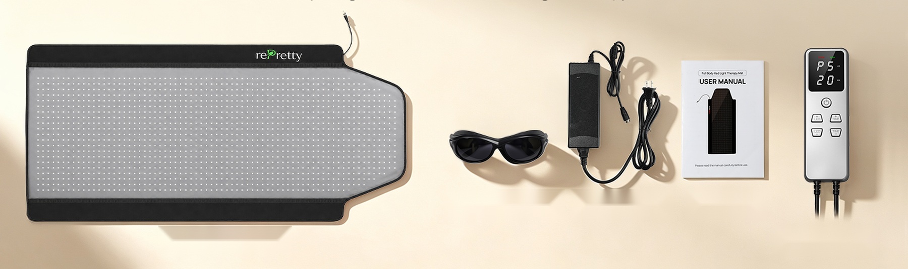 rePretty mat, controller, power components, goggles, and manual